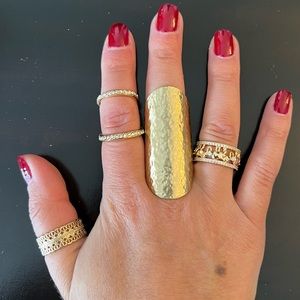 Costume Jewelry - brasstone hammered texture ring - elastic band adjustable